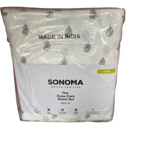 Sonoma Goods For Life Easy‎ Care Sheet Set 525 Count Cotton Blend King Neutral